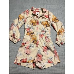 Anthropologie Maeve Cecilia Pettersson Floral Buttoned Belted Romper Size XS